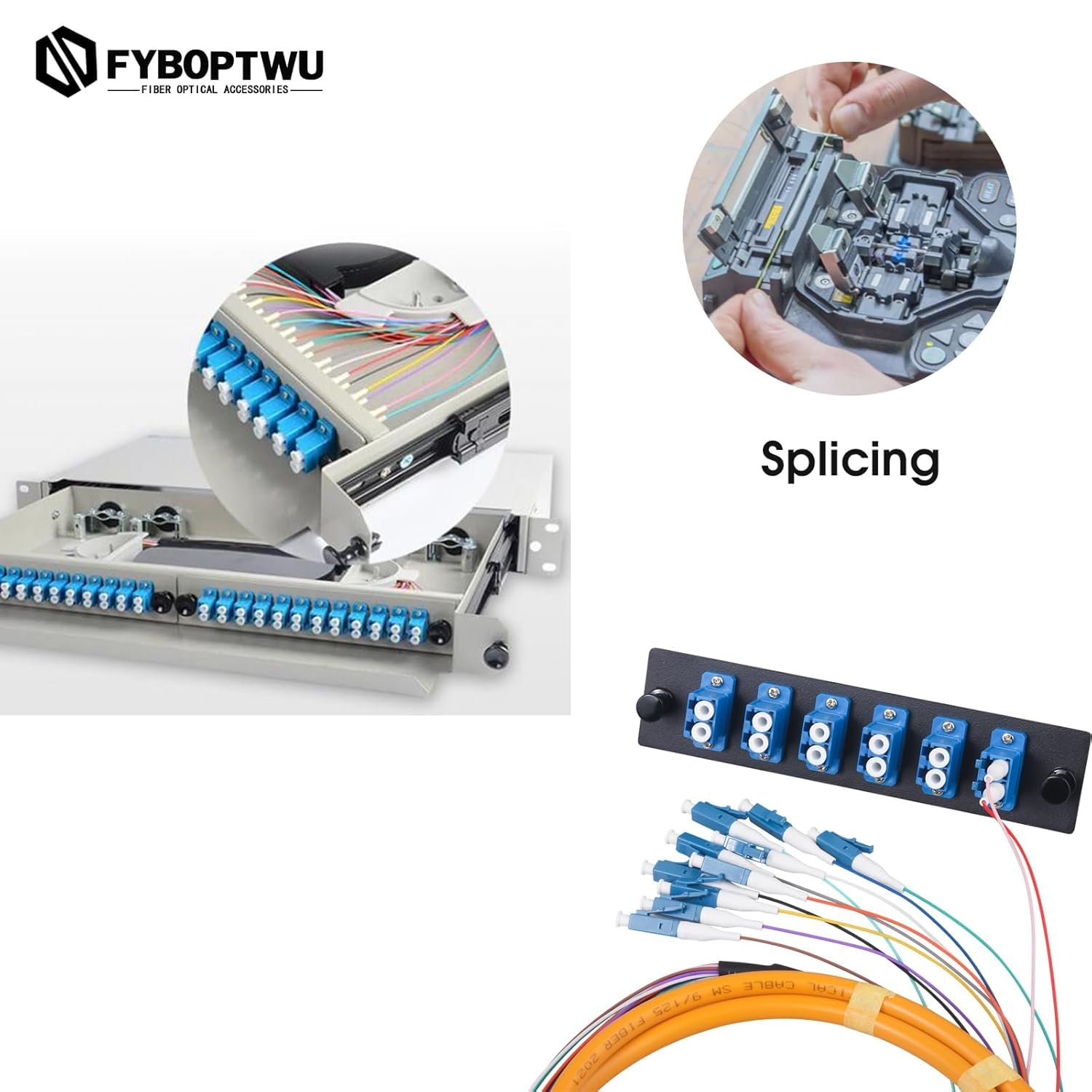 6 Strands LC UPC OS2 Singlemode (SM) Fiber Optic Pigtail 1.2m LC Single Mode Fiber Cable Pigtail for Engineering Network Fiber Access, 4 Packs