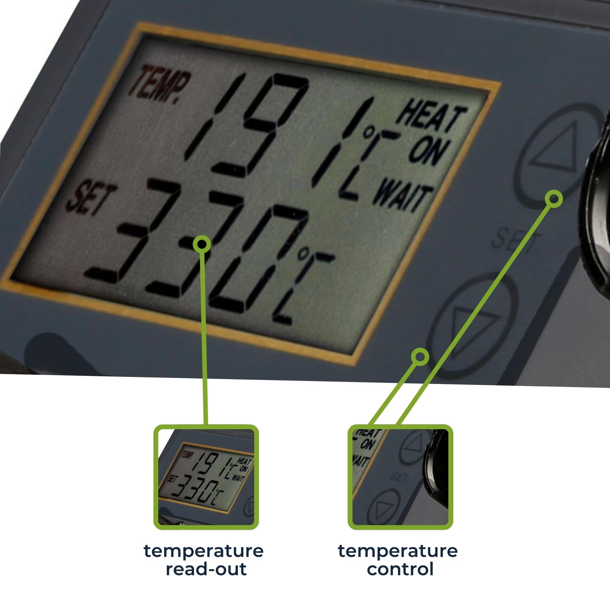 Velleman Stazione di saldatura con display LCD, elemento riscaldante in ceramica da 48 W e regolazione manuale della temperatura 150–450 °C per elettronica e fai da te