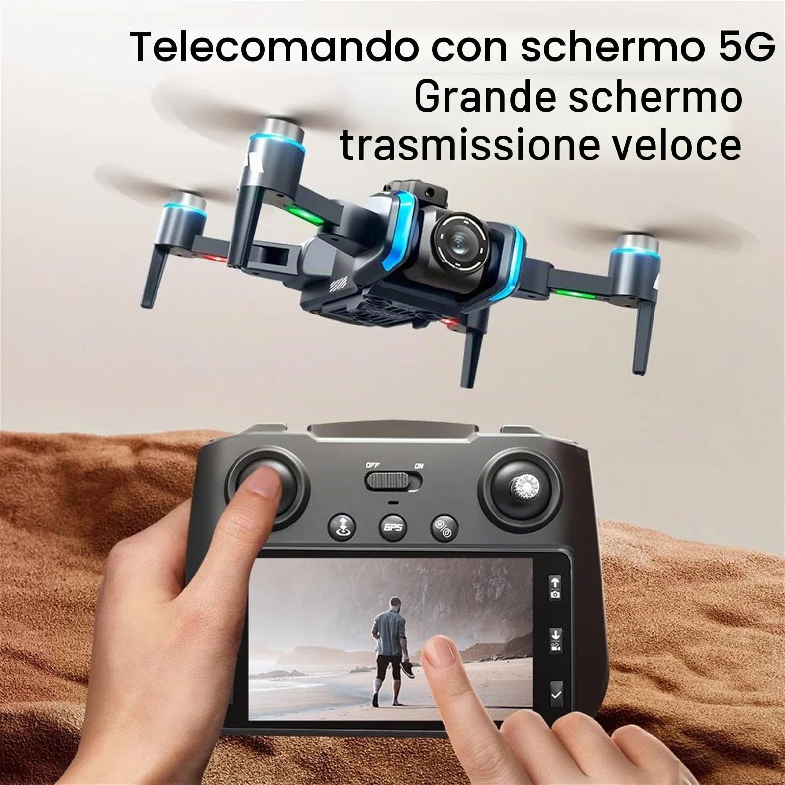 Triple Battery,Drone GPS xt808 Professionale con Telecamera HD 4k, Motore brushless, evitamento WiFi FPV, Pieghevole, rc, Elicottero quadricottero