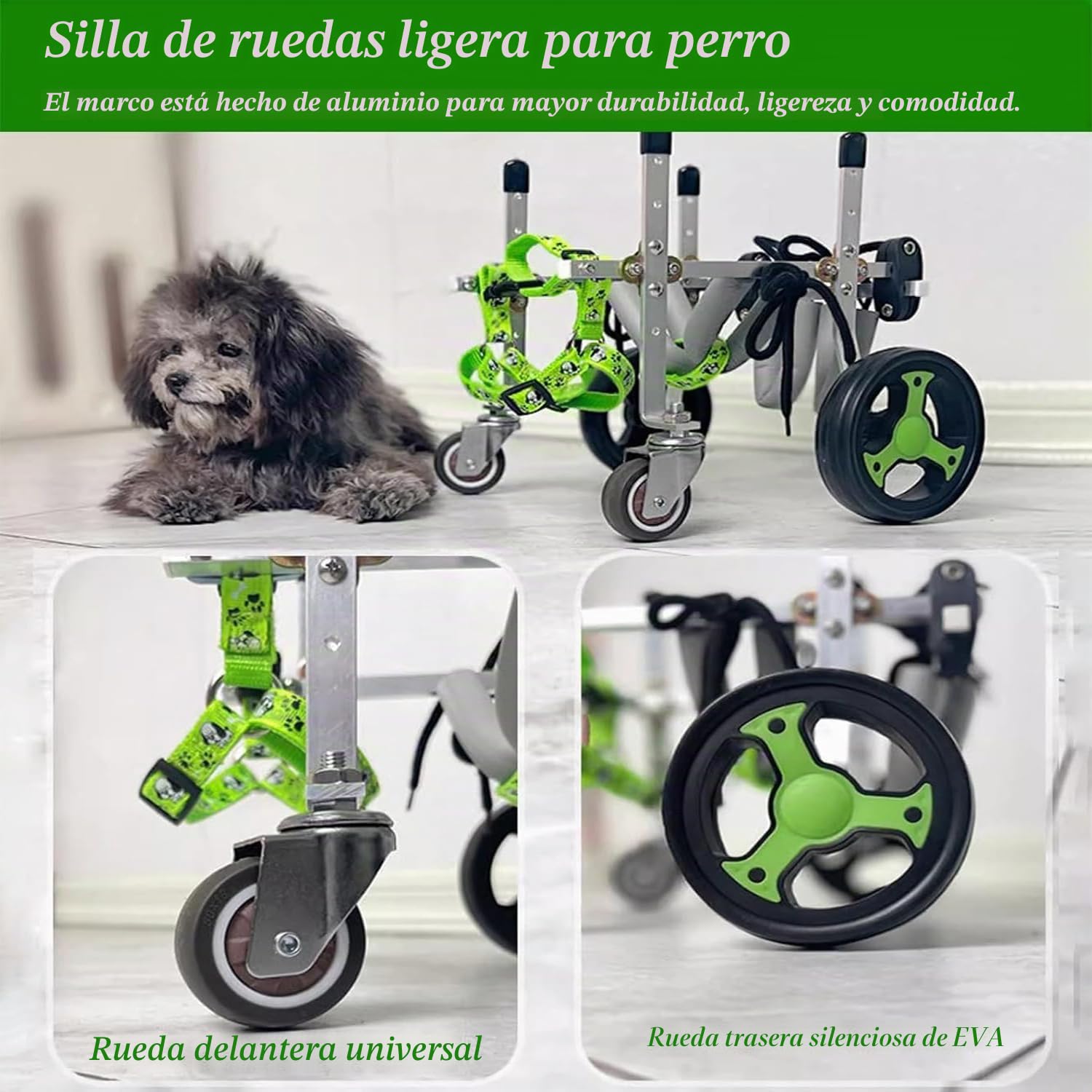Silla De Ruedas Para Perros,Sillas Dos Ruedas,Ajustables Patas Traseras Mascotas PequeñAs,Ideal RehabilitacióN Piernas En Personas Mayores, Lesionadas,Con Artritis Con Perros,Gatos DéBiles(XS,Four whe
