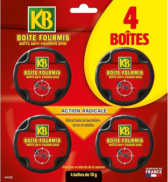 KB KFOUB4 - Anti-Fourmis Boîtes Appât x4 - Détruit durablement et en profondeur les fourmilières - Actif à faible dose - Anti-fourmis utilisable en intérieur et extérieur - Fabriqué en France - 2