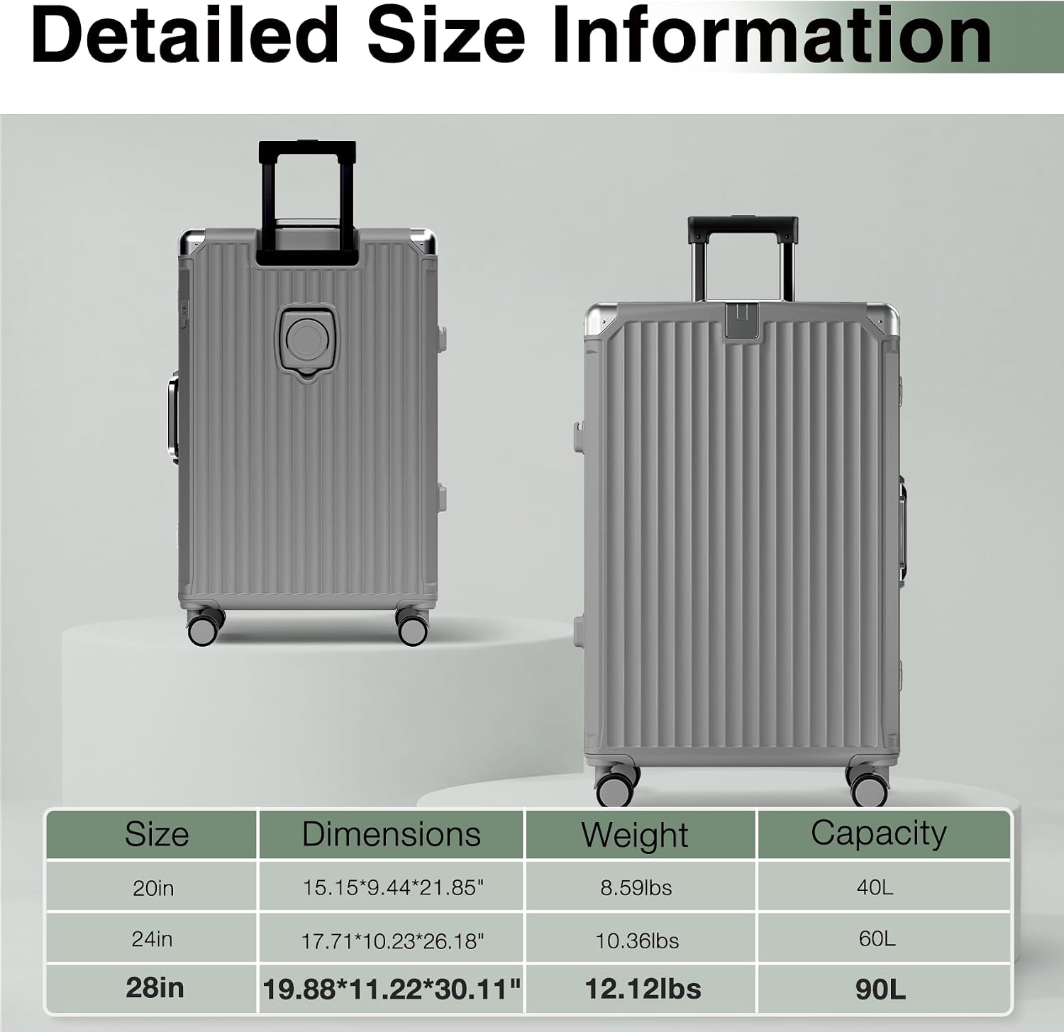 Krute Aluminum Frame Luggage 28 Inch Checked Suitcase With Wheels No Zipper PC Hard Shell Suitcases with Cup Holder and Charger Zipperless Large Travel Luggage