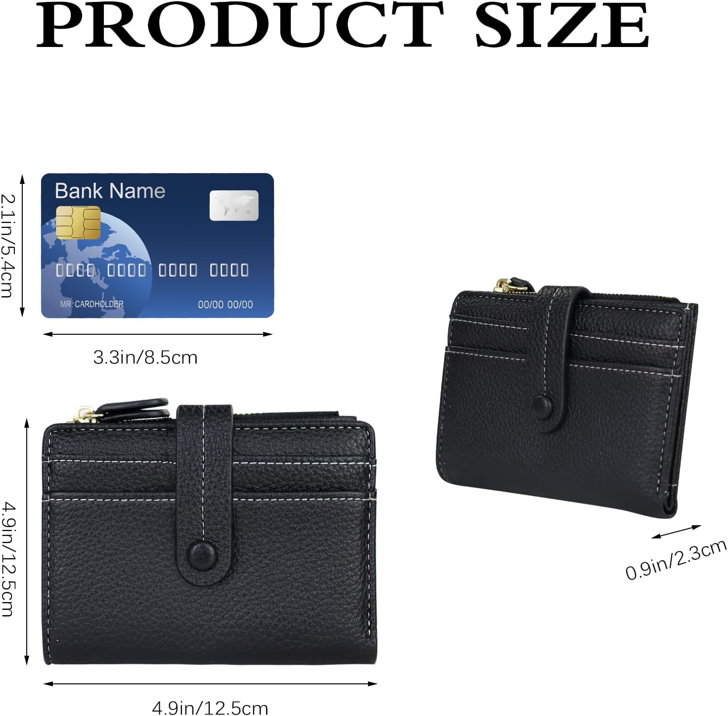 Andiker RFID Women's Purse, Button Closed Bifold Soft PU Leather Wallet, Women's 8 Card Slots, Small Purse with One Zip, Coin Pocket, Pink, 5*0,8*3,5 Zoll, Contemporary image 2