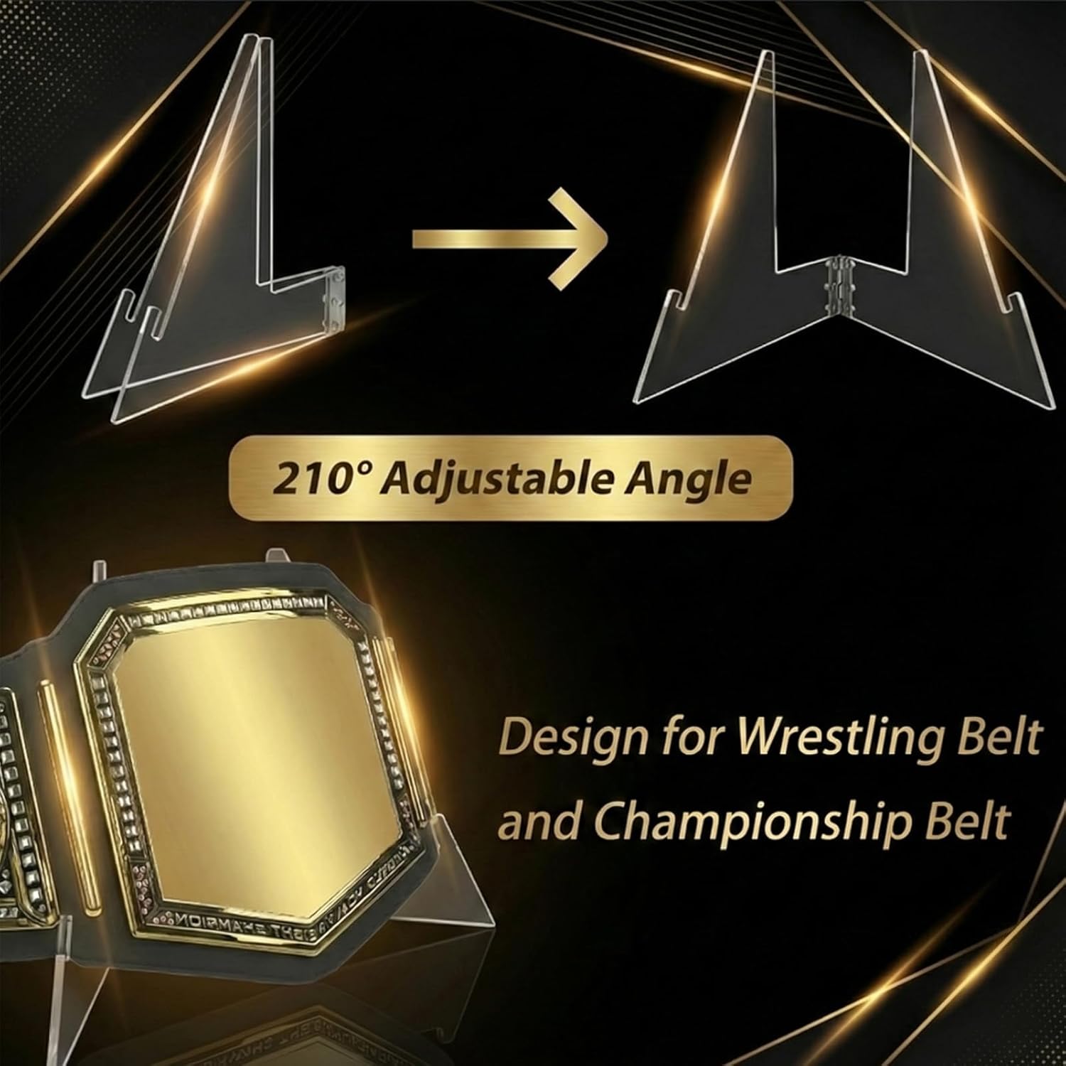 (2 Pack) Championship Belt Display Stand,High Flexibility Wrestling Title Display Holder,Suitable for Wrestling Championship Belts and Other Replica Belts