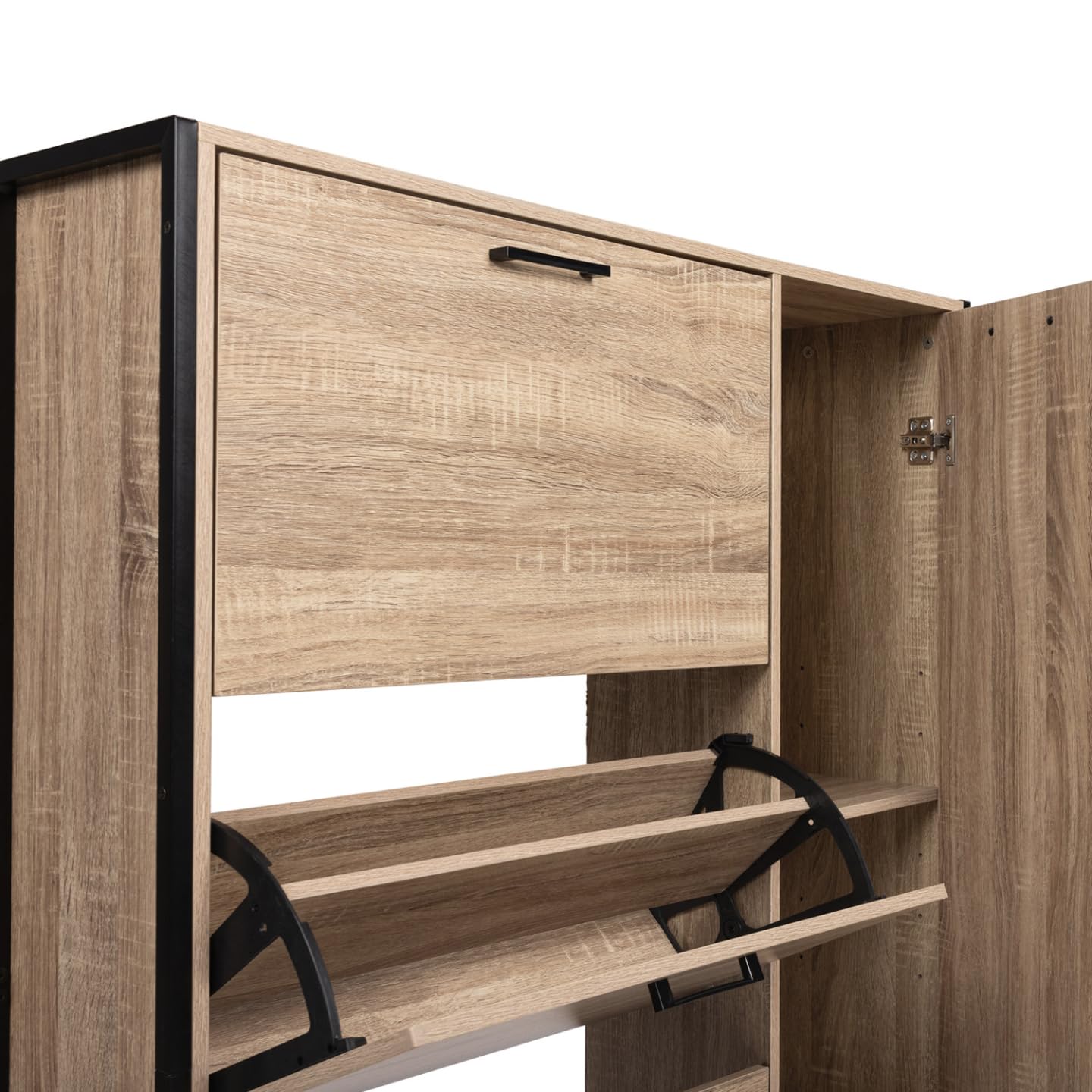 IDMarket Luis - Mueble para zapatos de 20 pares de 4 puertas con 1 armario de diseño industrial