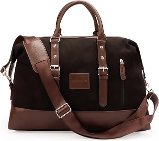 POLICE Unisex Mitchell Black/Brown Canvas 65 LTR. Weekender Travel Duffle Bag for Business and Casual Use for Men and Women Price In India