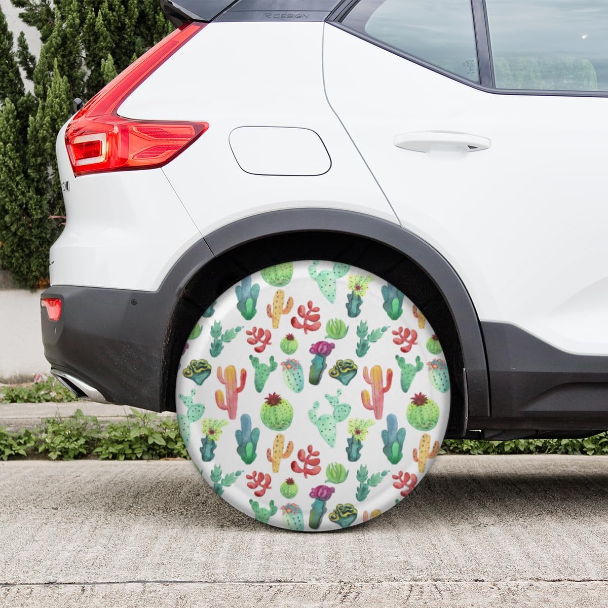 Tropical Cartoon Cactus Tire Covers Portable Spare Tire Cover Soft Durable Waterproof Dustproof Set of 4 Bags 14 Inches for Car Truck SUV Trailer Camper