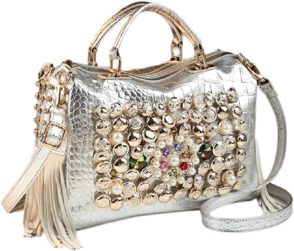 Fashion Rhinestone Bag for Women Leather Top-Handle Satchel Handabgs Large Capacity Tassel Tote Bag Shoulder Messenger Bags