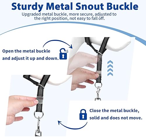 Miniatura 27 de BARKLESS Collar resistente sin tirones para perros medianos y grandes, suave y reflectante con enlace de seguridad, correa de bozal de entrenamiento