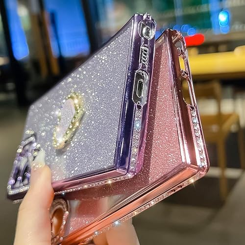 Miniatura 4 de KERZZIL Funda protectora de poliuretano termoplástico suave con purpurina y diamantes de lujo para Samsung Galaxy y niñas (rosa, S23 Ultra)