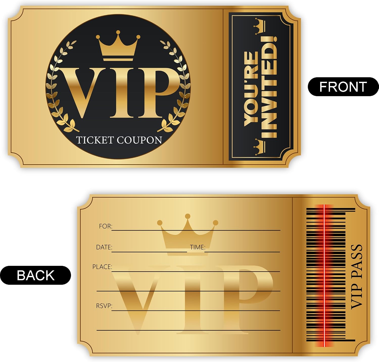 Double-Sided Design Birthday Party VIP Invitations, Movie VIP Party Invitation Cards, Movie Night Party Invitation Cards, Set of 30 with Envelopes