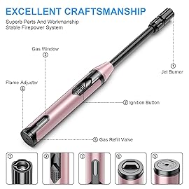 TOPKAY Torch Lighter Refillable Butane Lighter Long Flexible Neck Multipurpose Lighter for Candles Grill BBQ Fireplaces Kitchen Camping (No Prefilled)