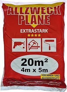 JUFOL Allzweckplane Extrastark (4 x 5 m LDPE transparent, sehr robust, für Außen-und im Innenbereich, Maler Sortiment, Malerfolie, Abdeckfolie) 10231