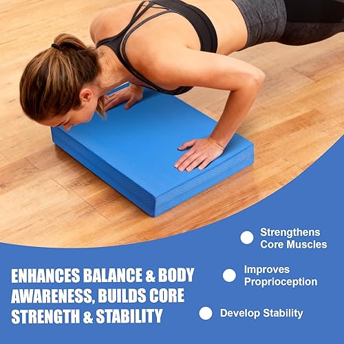 Miniatura 5 de Almohadilla de equilibrio de ejercicios alfombrilla de espuma acolchada antideslizante y rodillera para entrenamiento de fitness y estabilidad,