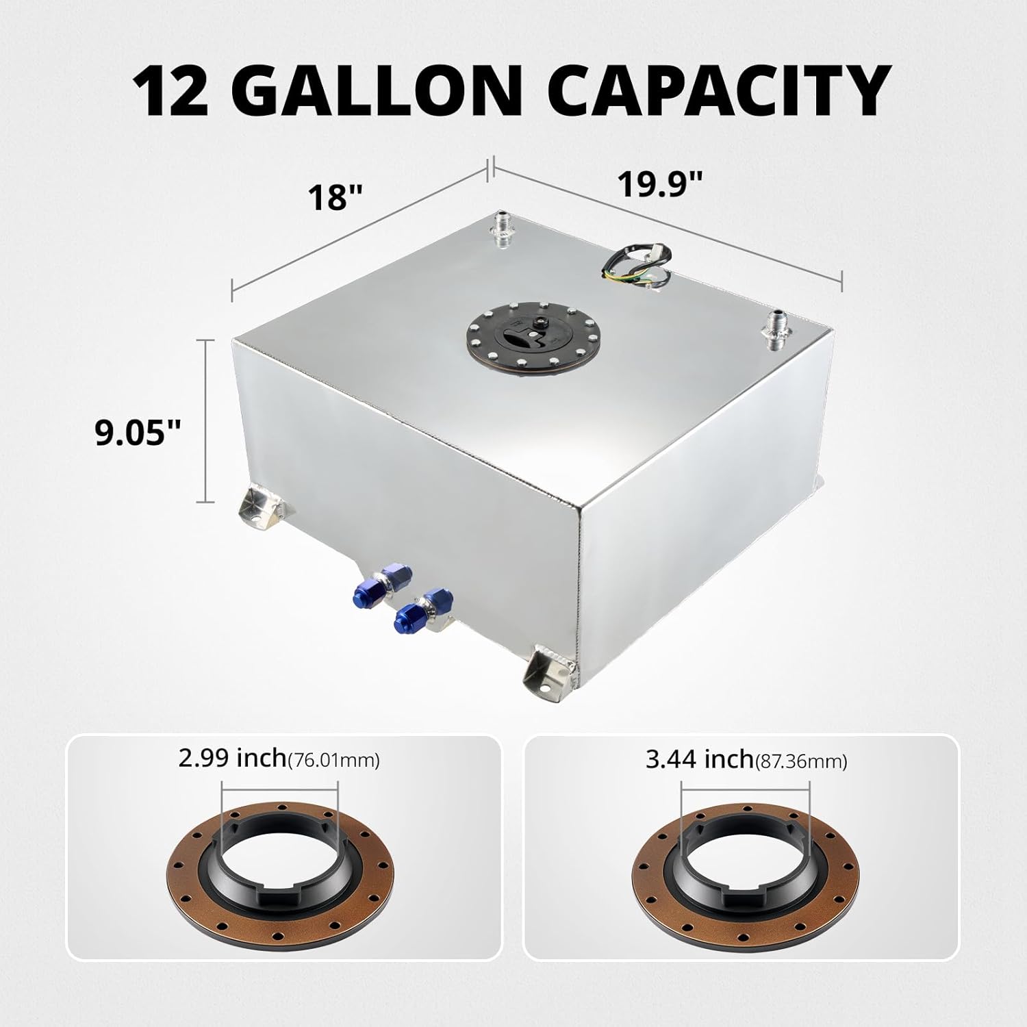 EVIL ENERGY 12 Gallon Fuel Cell Gas Tank Aluminum with Level Sender Street Drift Silver