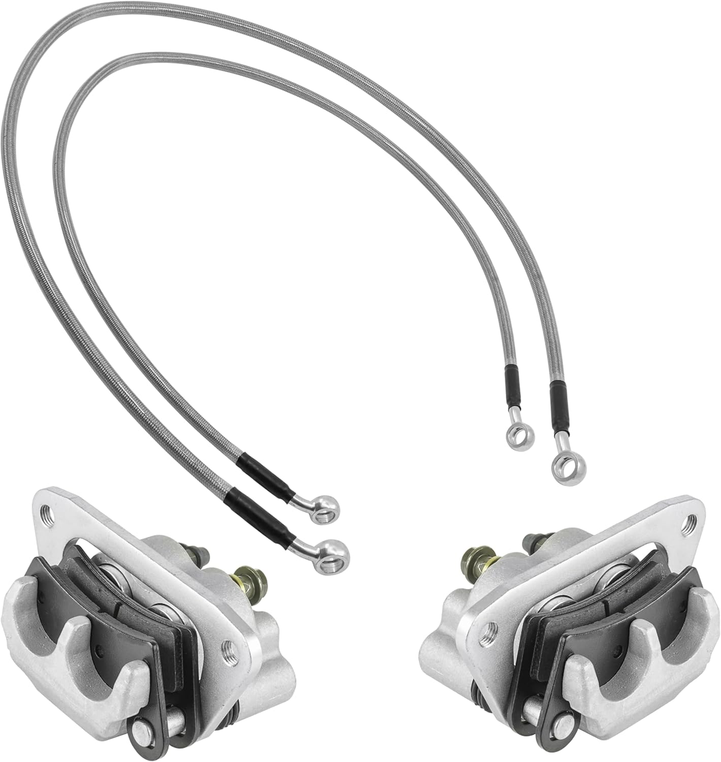 Caltric Brake Caliper & Brake Line Compatible with Polaris RZR 800 2008-2014 / RZR 570 2012-2020 / RZR Trail 570 2021-2022 Front Left Right