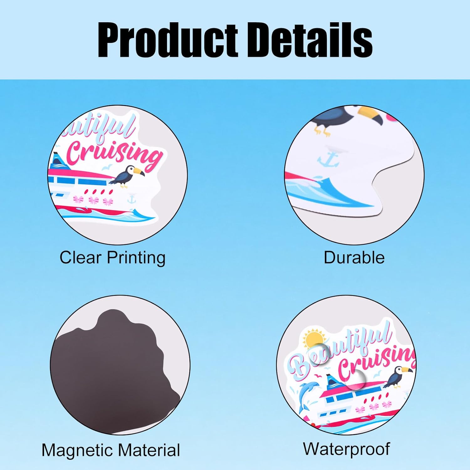 7pcs Girls Trip Cruise Door Magnets, Summer Beach Anchor Carnival Cruise Ship Door Signs Decorations Magnetic Stickers Cruising Cabin Magnets Decals for Nautical Car Fridge Party Vacation Decor