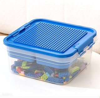 Storage Organizer Bins for Lego, Building Blocks Storage with Building Baseplate Lid, Storage Containers for Building Brick Storage Plastic Stackable Organizer Bin
