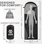 Elevon Sleeping Bag for Adults Teens Kids Cold Warm Weather, Portable Waterproof & Lightweight, Compact with Compression Sack, for 3-4 Seasons Camping, Backpacking, Hiking, Travel, Indoors Outdoors