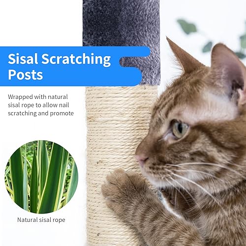 Miniatura 5 de BestPet Árbol de gato de 36 pulgadas para gatos de interior con postes rascadores, muebles de gato de varios niveles con rampa, cueva espaciosa para