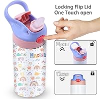 Vista 5 de Botellas de agua personalizadas para niños de 12 onzas, botella de agua de acero inoxidable aislada personalizada para niñas, niños, mujeres