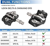 Vista 2 de ZCVTBYE - Pedales de bicicleta de doble plataforma con tacos, compatibles con sistemas Shimano SPD y Delta, para Peloton, bicicleta de carretera