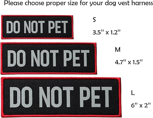 Miniatura 4 de Juego de 2 parches reflectantes con cierre de velcro, borde bordado con letras impresas para arnés de chaleco para perro (4.7 x 1.5 pulgadas)