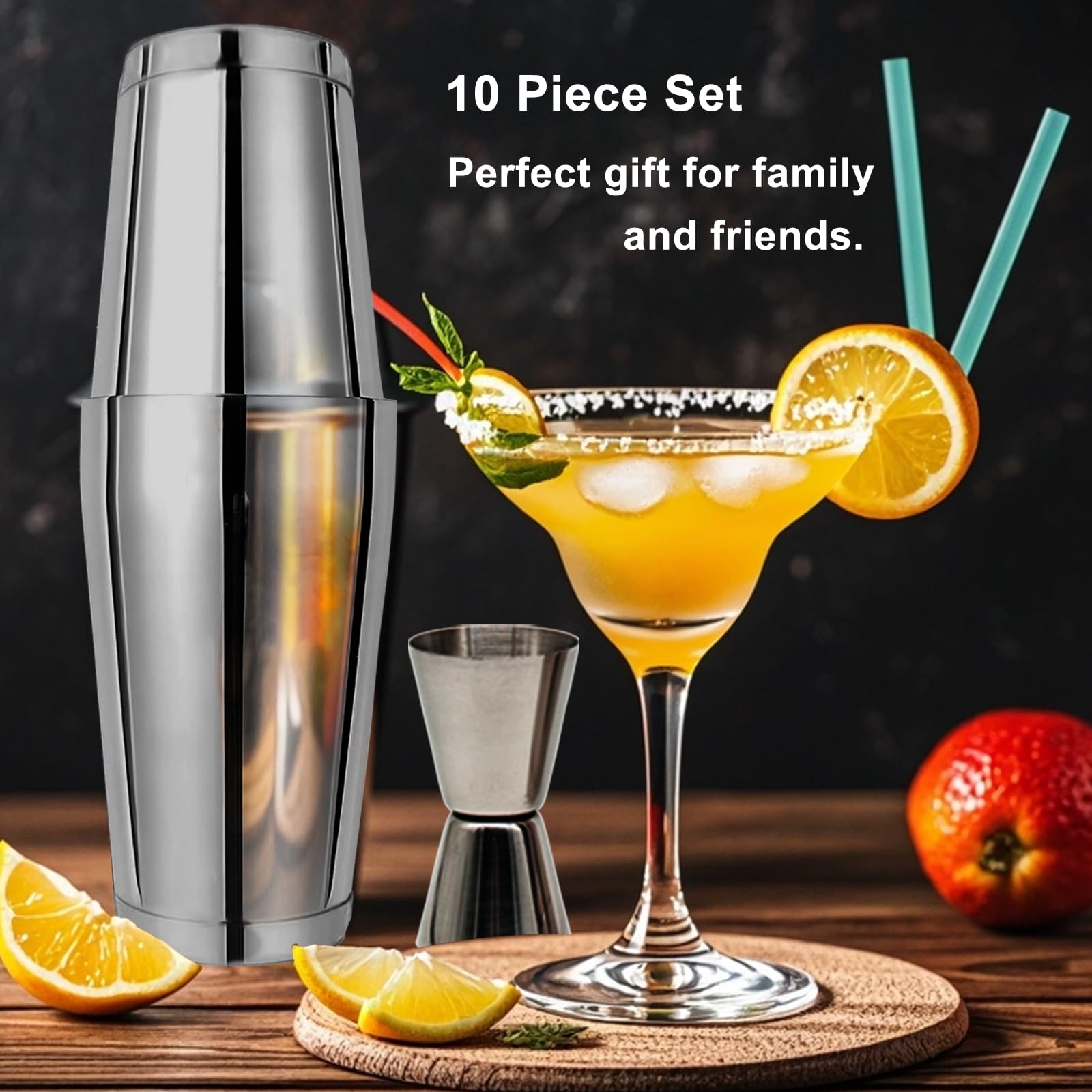 VBNZBK Set Shaker Cocktail 10 Pezzi - Boston Shaker In Acciaio Con Accessori - Foto 7
