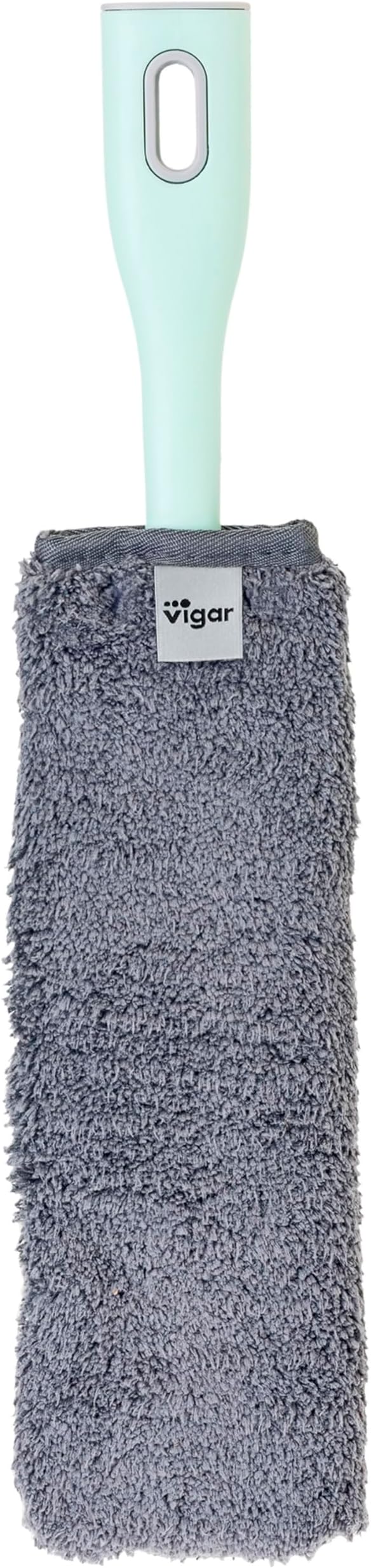 Short Microfibre Duster – with Flexible Head – 9 x 3 x 40 cm – Rengo Collection – Removable – Extra Flat Profile – Grey and Turquoise
