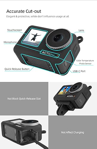 Miniatura 4 de Funda protectora de silicona para DJI OSMO Action 4Action 3, portátil a prueba de caídas OSMO Action 43, funda protectora de accesorios con correa