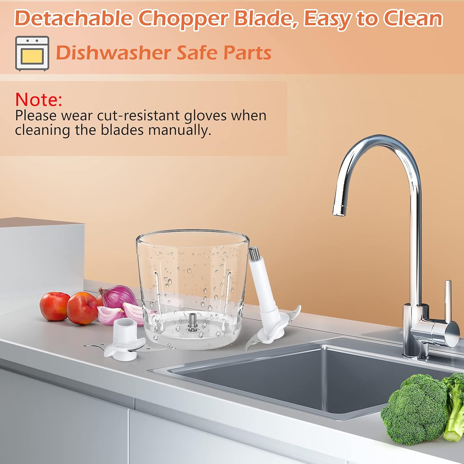 Buy Rafow Electric Portable Food Processor Mini Chopper with Electronic Scale 3 cup Glass Bowl