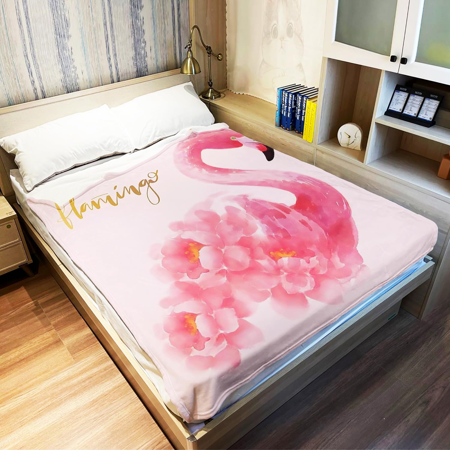 YISUMEI Decke 150x200 cm Kuscheldecken Sanft Flanell Weich Fleecedecke Rosa Flamingo Druck