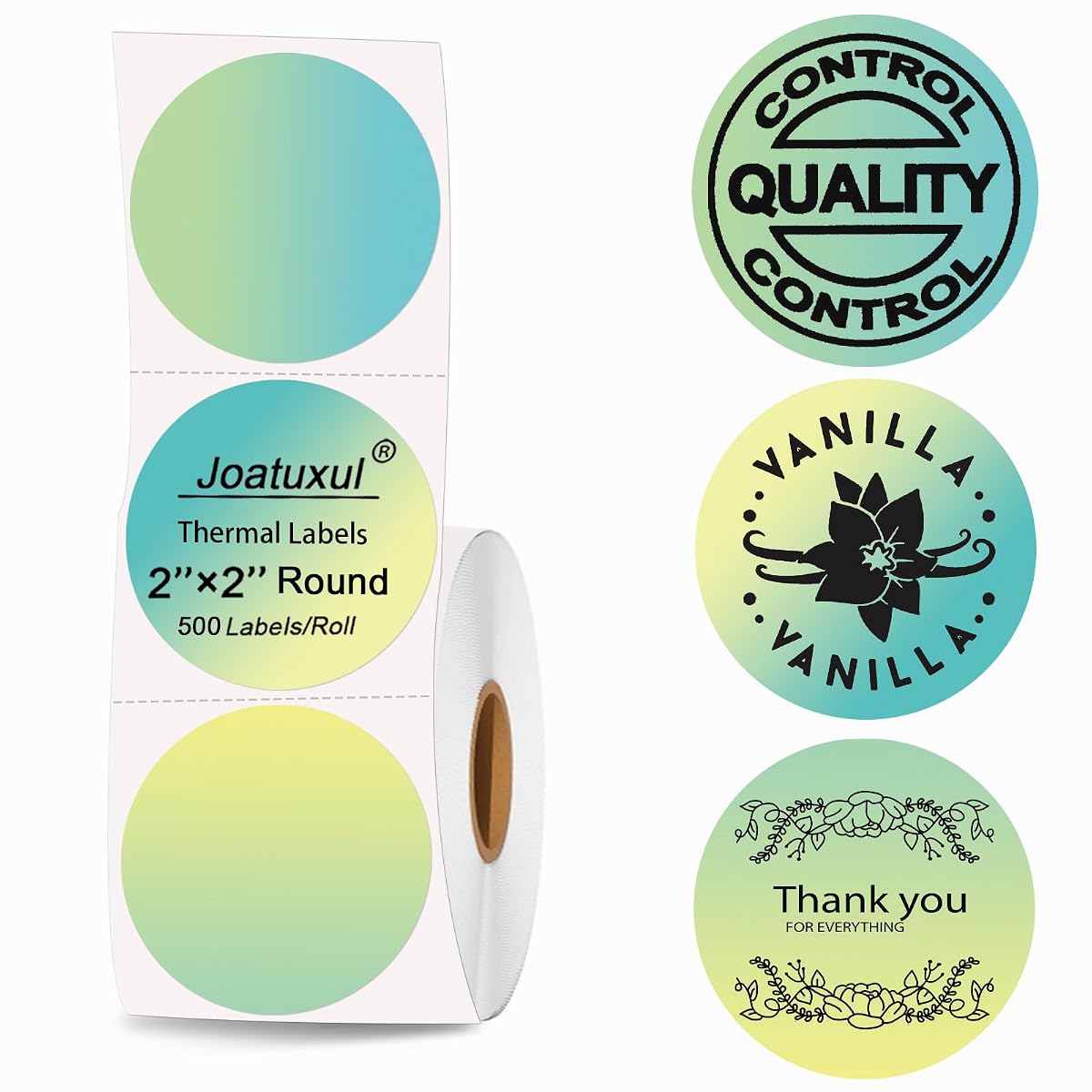 Joatuxul 2 x 2 inch Circle Thermal Sticker Labels Self Adhesive 2 Inch Round