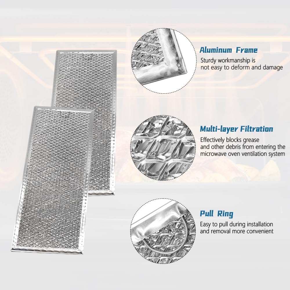 NAJING Microwave Grease & Charcoal Filter Set ME18H704SFS/SFW 3 Pack | Microwave Grease & Charcoal Filter ME18H704SFS/A2 Aluminum Mesh Grease Filter & Charcoal Filter Set
