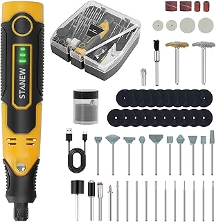STANEW Mini Rotary Tool Kit, 3-Variable Speed and USB Charging Cable 3.6V Mini Cordless Rotary Tools, 51pcs Accessories for Cutting, Drilling, Sanding, Engraving, Polishing and DIY Crafts