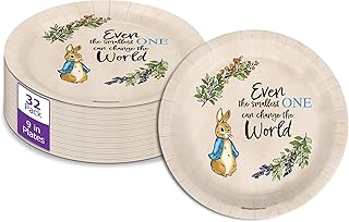 Birthday Galore Peter Rabbit Boy's Baby Shower - 32 Piece Disposable Party Supplies - Spring Baby Shower Decorations - Round Party Plates - Large 9" Paper Plates In Bulk