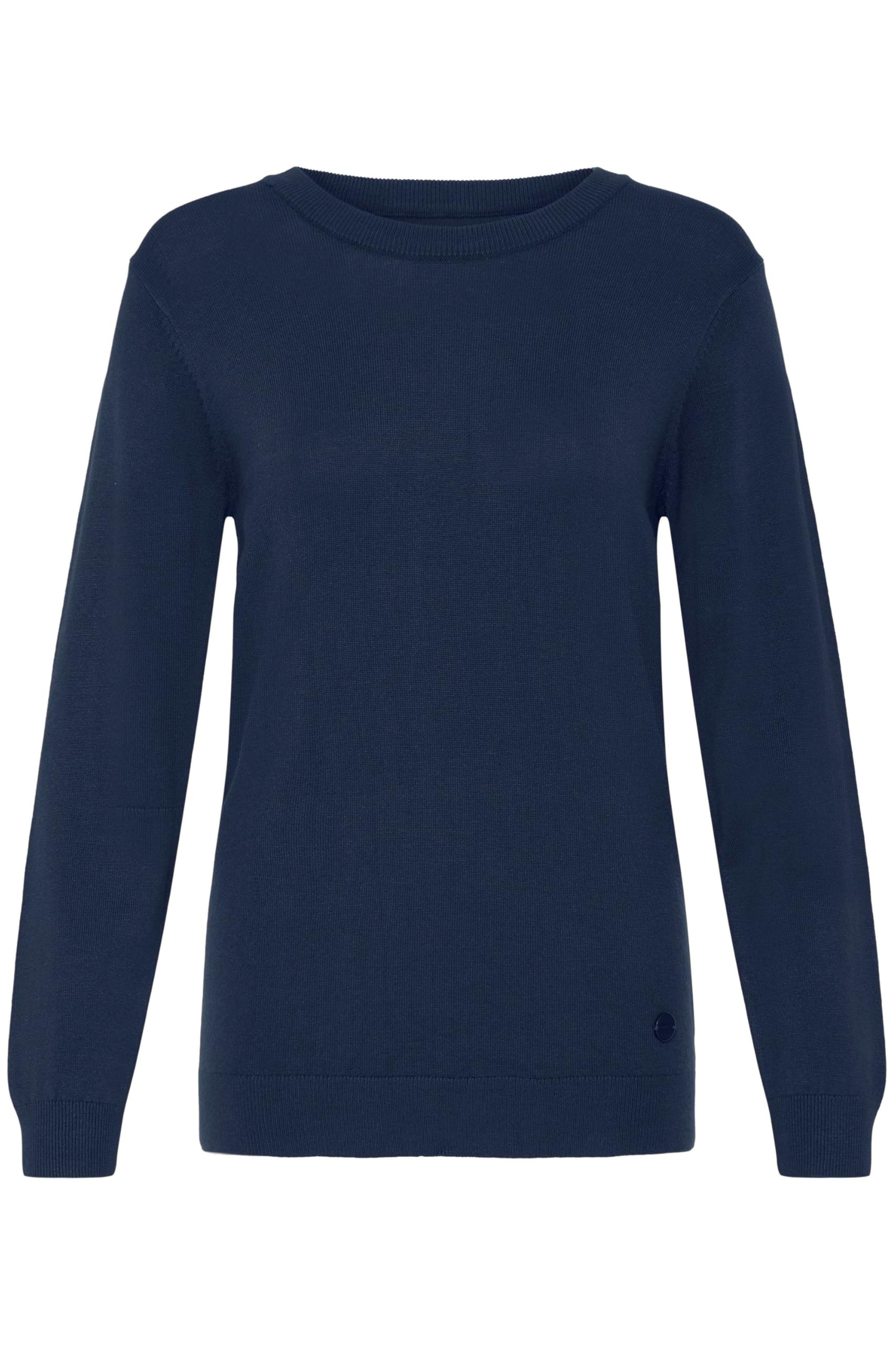 OXMO Oxaida Women's Knitted Jumper Fine Knit Pullover Figure-hugging, Total Eclipse Melange (1940101), L