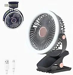 Ventilador de Mesa Portátil Recarregável Mini Ventilador Silencioso com Bateria de Longa Duração 2400mAh LED Integrado 5 Velocidades Ajustáveis 360 Graus Ideal para Escritório e Usos Domésticos