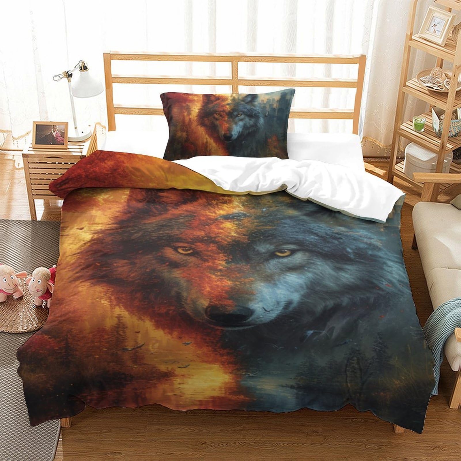 Housse de couette le loup imprimé 3D haute définition 135x200