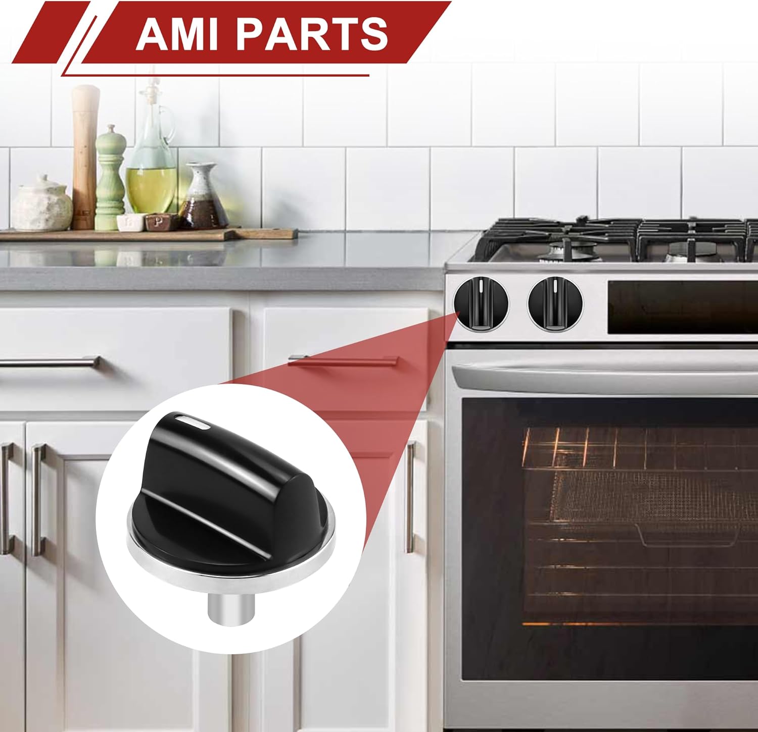 AMI PARTS 00650847 Knobs Cooktop Stove Knobs Fit for Bosch Stove Knob, Replace 00650847 650847 1999734 AH3480601 Range Oven Gas Stove Knob (5 pcs)