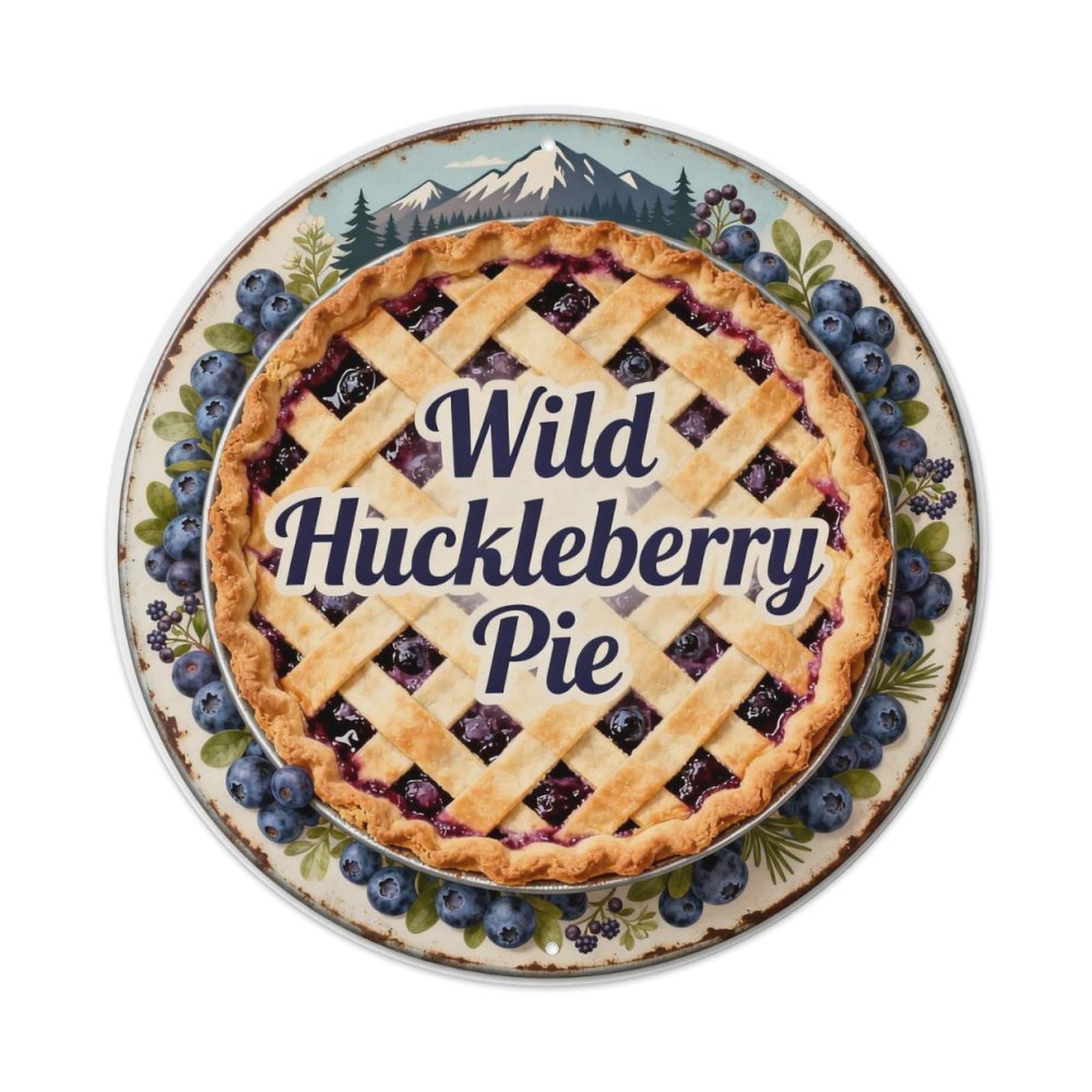 Wild Huckleberry Pie Metal Tin Sign Plaque