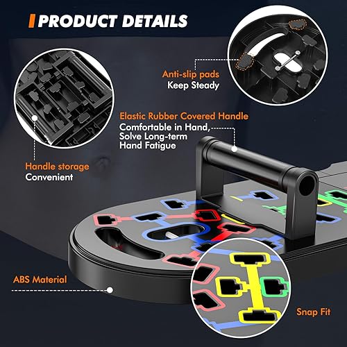 Miniatura 5 de Portable Home Gym Workout Equipment, Push Up Board, Pilates Bar & Fitness Accessories with Resistance Bands for Upper Body Strength Training Full