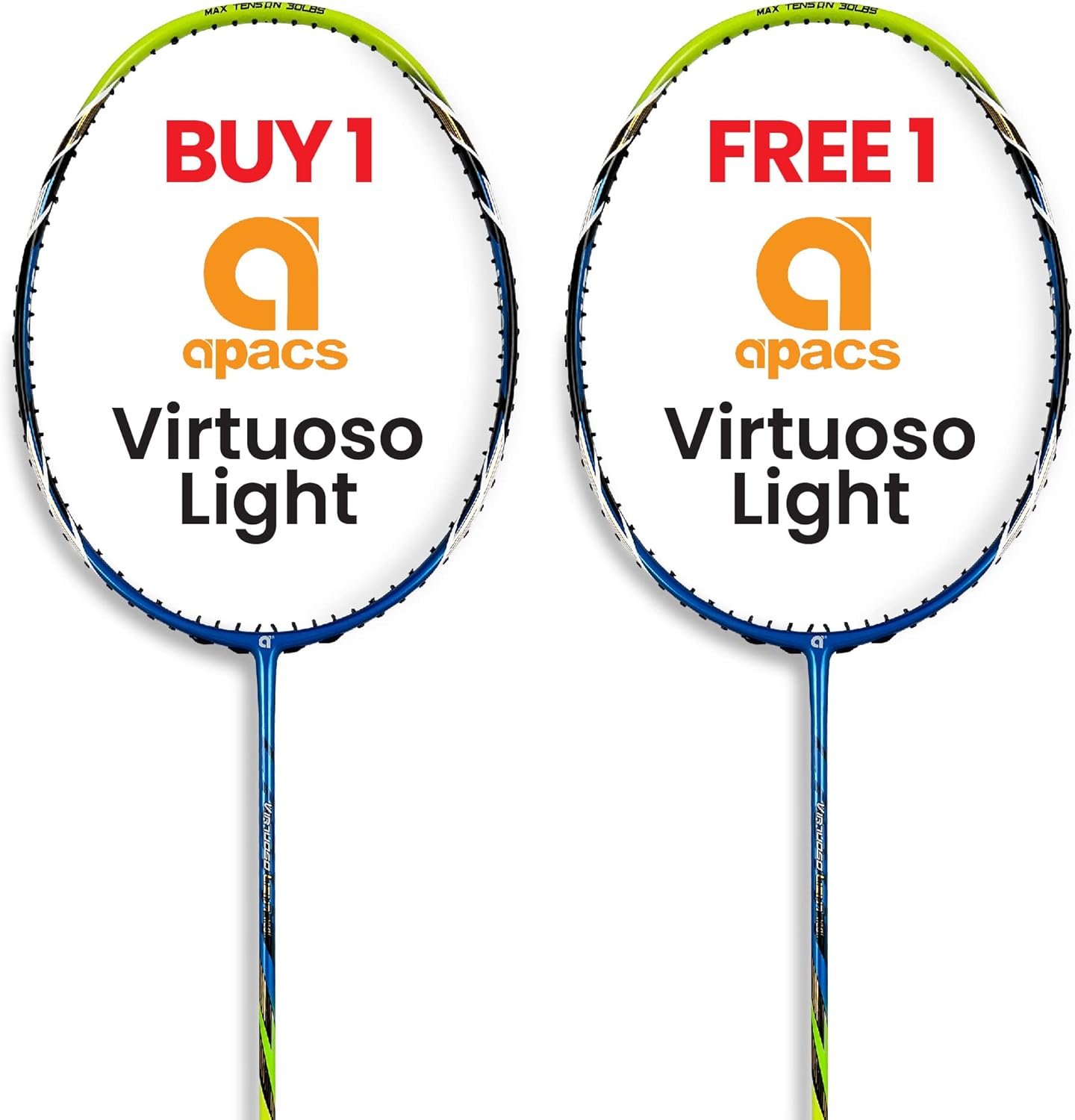 2X APACSSports Virtuoso Light (Blue) Badminton Racket