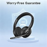 Vista 9 de AOC Auriculares inalámbricos con micrófono para trabajo, auriculares Bluetooth 5.4 con micrófono de cancelación de ruido, USB C, 30H, llamadas