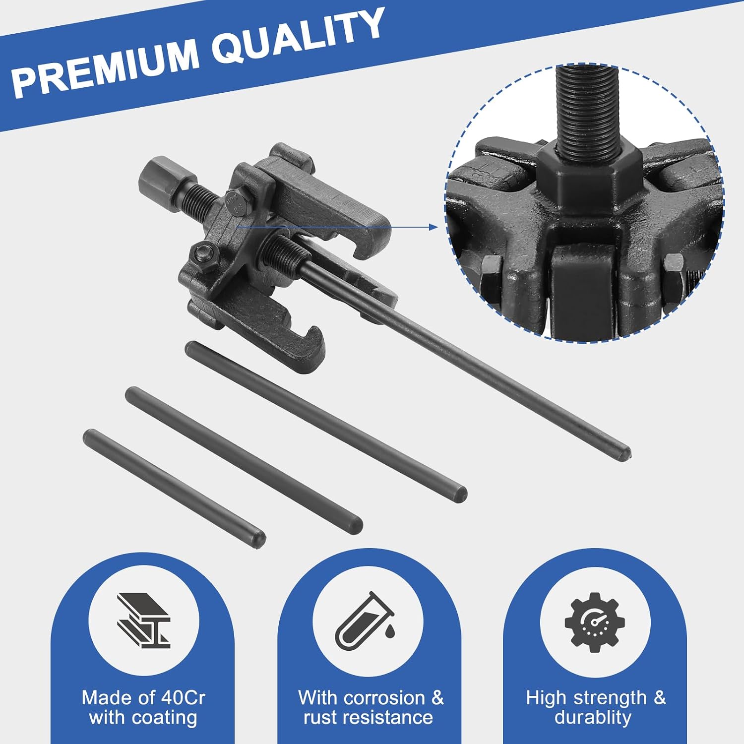 DASBET Harmonic Balancer Puller Kit, Adjustable 3-Jaw Pulley Puller Set for Removing Harmonic Dampers & Balancers Harmonic Damper Pulley Puller Set Compatible with Chevy GM Chrysler Cadillac Ford More