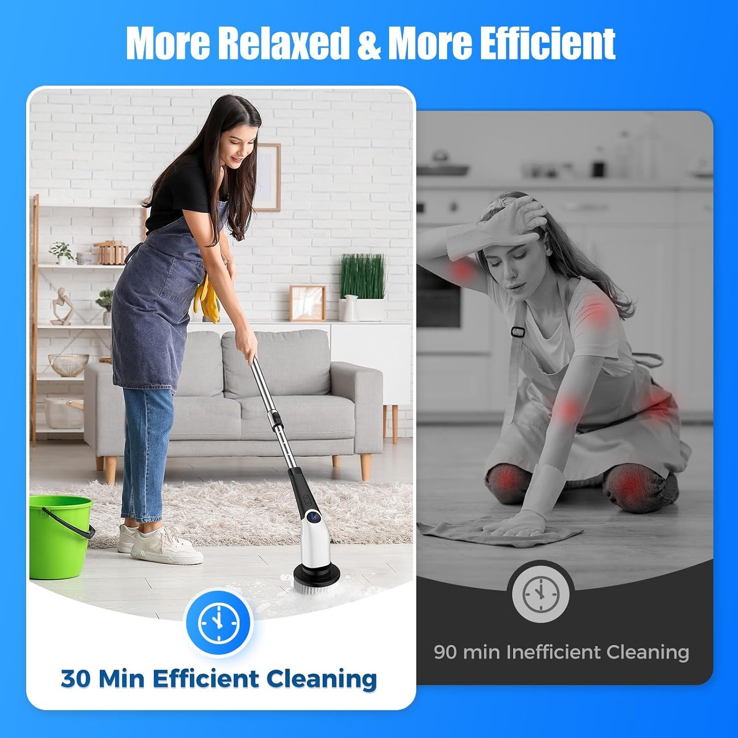 YKYI Cordless Electric Spin Scrubber, Power Cleaning Brush with 8 Replaceable Heads & Extension Handle for Bathroom, Tub, Tile, Floor, Grout, Car