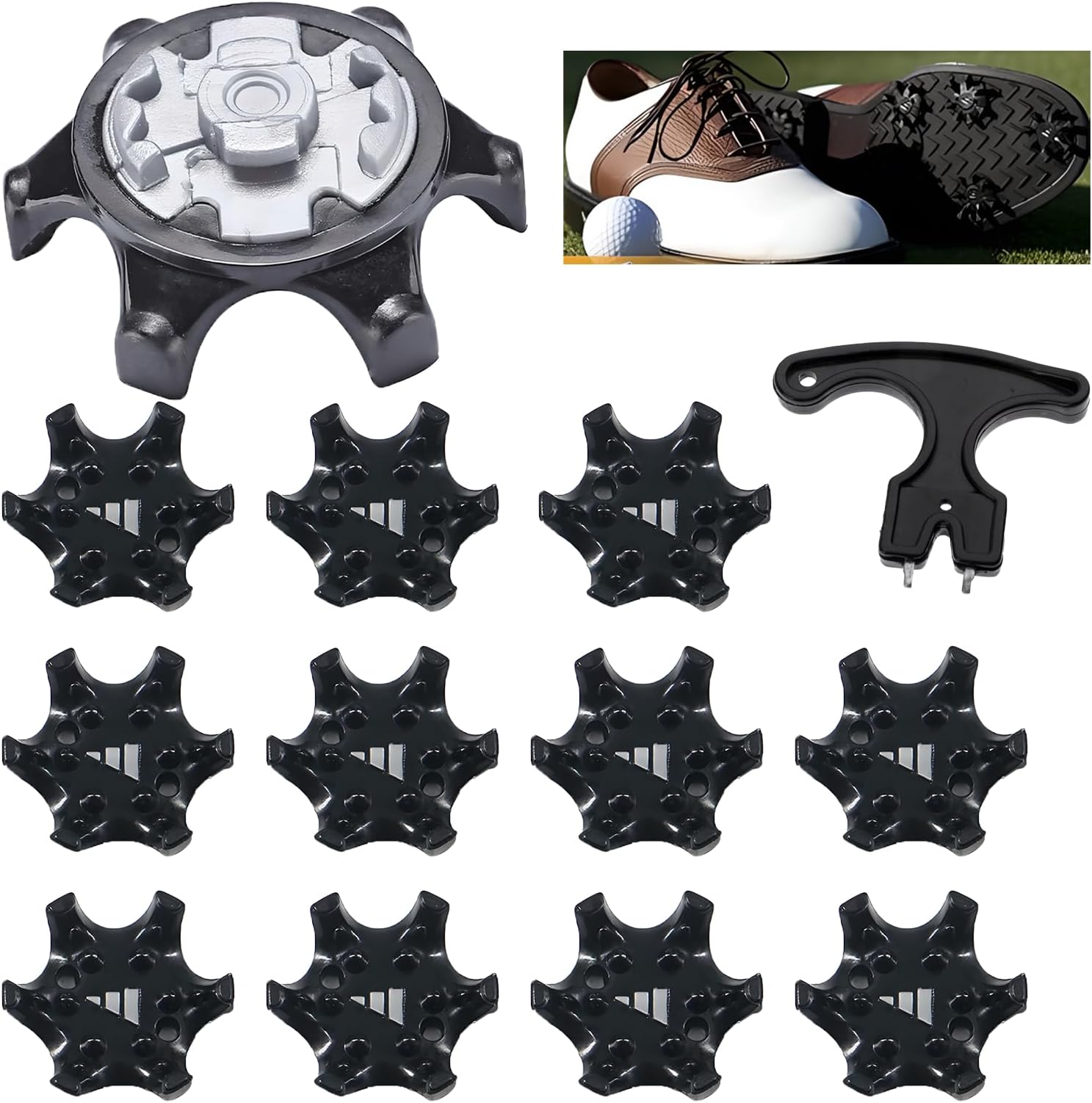 12Pcs Golf Shoe Spikes, Outdoor Soft Rubber Studs Replacement Cleats Spikes Pins, Anti-slip Golf Shoe Studs, Easy Install