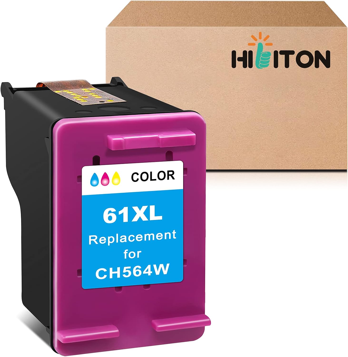 Black Friday - 80% OFF HibiTon Remanufactured Ink Cartridge Replacement for HP 61 XL 61XL Color Used with Envy 5530 4500 4502 DeskJet 2512 1512 2542 2540 2544 3000 3052a 1055 3051a OfficeJet 4630 4632 Printer Tray, 1-Pack