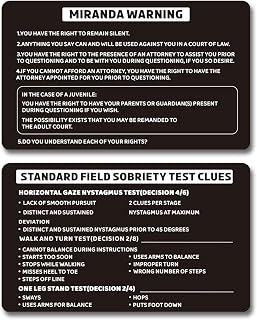 Miranda Rights Metal Card for Police Gear,Miranda Warning Card for Law Enforcement Gifts,Engraved Standard Field Sobriety Test Clues for Law Enforcement Officers