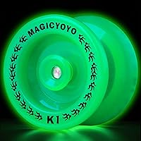 Vista 8 de MAGICYOYO YoYo K1 Plus responsivo que brilla en la oscuridad en verde para niños principiantes, YoYo de plástico ABS con guante, bolsa